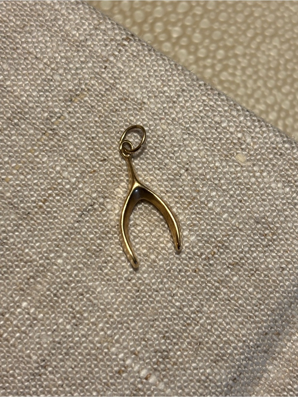 14k gold wishbone charm